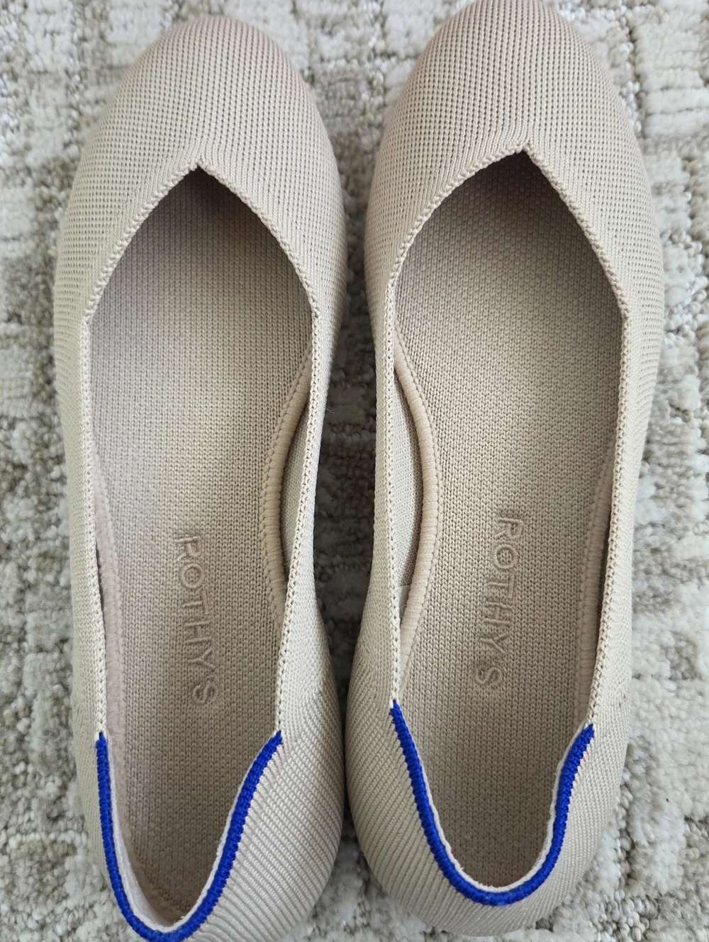Rothy's Ecru Daily Flats Size 8.5 Pre-Loved Very Good Condition - Picture 1 of 10